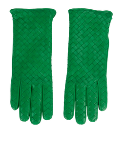 Bottega Veneta Intrecciato Gloves, Leather, Green,B, 3*